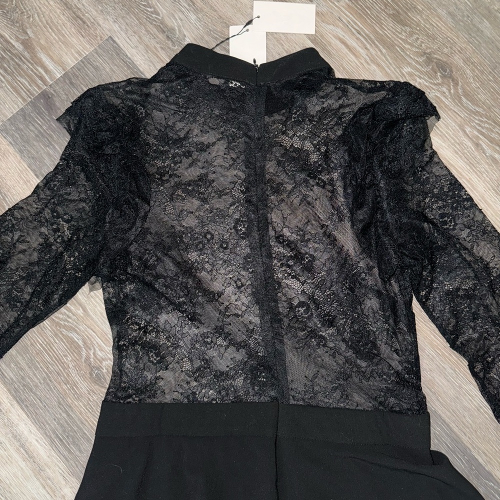 Alpha & Omega Black Mesh Ruffled Jumpsuit - Size Large - Picture 8 of 9